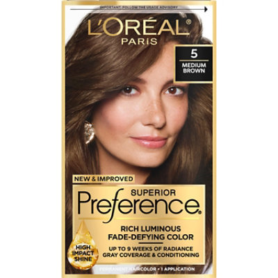 L'Oreal Paris Superior Preference Permanent Hair Color 5 Medium Brown Kit - Each