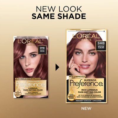 L'Oreal Paris Superior Preference Fade-Defying Permanent Hair Color 5MB Medium Auburn Kit - Each - Image 3