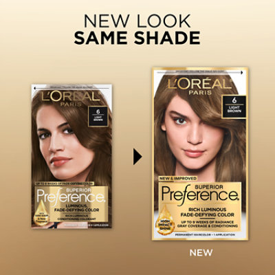 L'Oreal Paris Superior Preference Luminous Fade-Defying Hair Color 6 Light Brown Kit - Each - Image 3