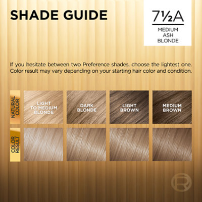 L'Oreal Paris Superior Preference Fade-Defying Permanent Hair Color 7.5A Medium Ash Blonde Kit - Each - Image 5