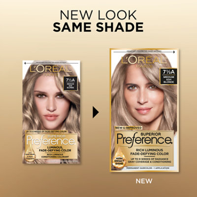 L'Oreal Paris Superior Preference Fade-Defying Permanent Hair Color 7.5A Medium Ash Blonde Kit - Each - Image 3