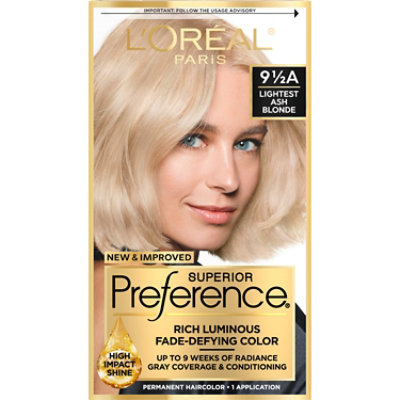 L'Oreal Paris Superior Preference Permanent Hair Color 9.5A Lightest Ash Blonde Kit - Each
