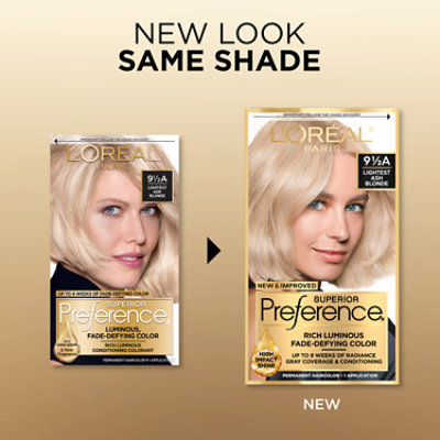 L'Oreal Paris Superior Preference Permanent Hair Color 9.5A Lightest Ash Blonde Kit - Each - Image 3