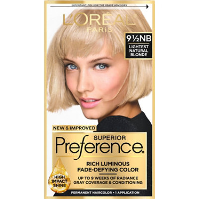 L'Oreal Paris Superior Preference Permanent Hair Color 9.5NB Lightest Natural Blonde Kit - Each - Image 1