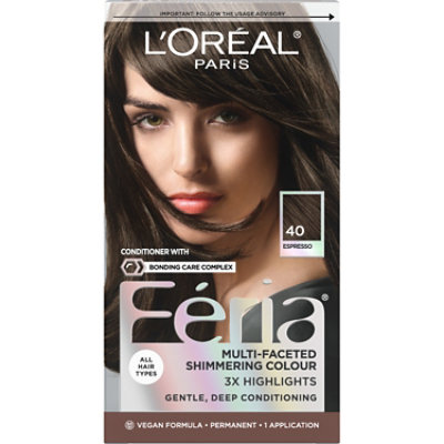 L'Oreal Paris Feria Permanent Hair Color 40 Espresso Deeply Brown Kit - Each