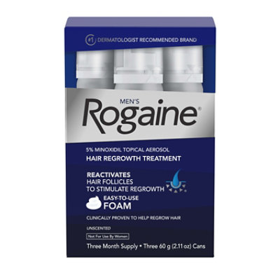 Rogaine Hair Regrowth Treatment Mens Foam Revitalizes Hair Follicles Unscented - 3-2.11 Oz