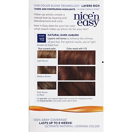 CLAIROL Nice & Easy Hair Color Permanent Natural Dark Auburn 112 - Each - Image 3