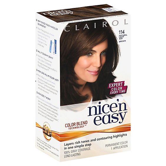 Clairol Nice N Easy Hair Color Permanent Natural Light Ash Brown 114 - Each