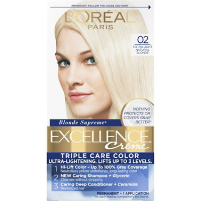 L'Oreal Paris Excellence Creme Permanent Hair Color 02 Extra Light Natural Blonde Kit - Each