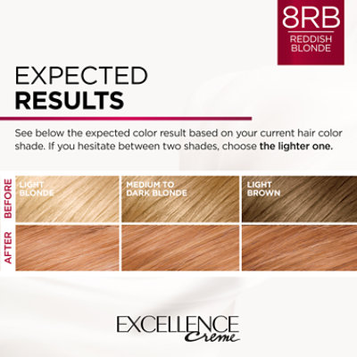 L'Oreal Paris Excellence Creme Triple Care Hair Color 8RB Medium Reddish Blonde Kit - Each - Image 4