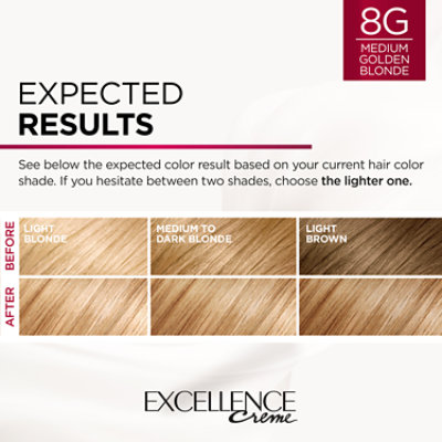 L'Oreal Paris Excellence Creme Permanent Triple Care Hair Color 8G Medium Golden Blonde Kit - Each - Image 4