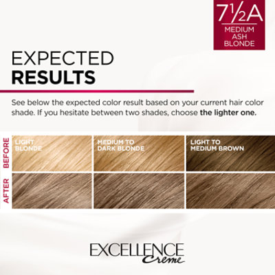 L'Oreal Paris Excellence Creme Permanent Triple Care Hair Color 7.5A Medium Ash Blonde Kit - Each - Image 3