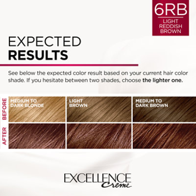 L'Oreal Paris Excellence Creme Permanent Triple Care Hair Color 6RB Light Reddish Brown Kit - Each - Image 4