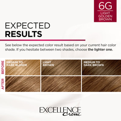 L'Oreal Paris Excellence Creme Permanent Triple Care Hair Color 6G Light Golden Brown Kit - Each - Image 4