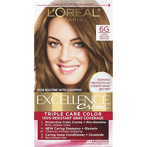 Excellence Creme Hair Color Triple Protection Color Light Golden Brown 6g - Each