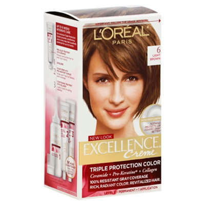 LOreal Paris Excellence Creme Permanent Triple Protection 6 Light Brown Hair  Color - Each - Safeway