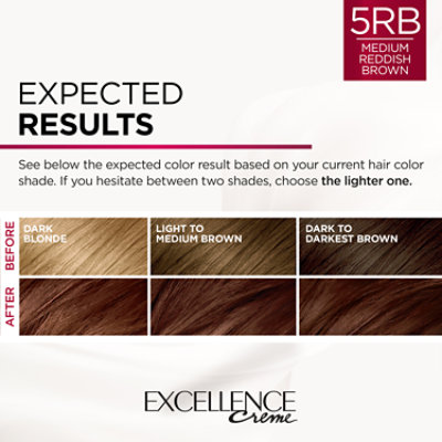 L'Oreal Paris Excellence Creme Permanent Triple Care Hair Color 5RB Medium Reddish Brown Kit - Each - Image 4