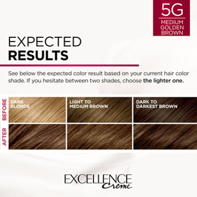 L'Oreal Paris Excellence Creme Permanent Triple Care Hair Color 5G Medium Golden Brown Kit - Each - Image 4