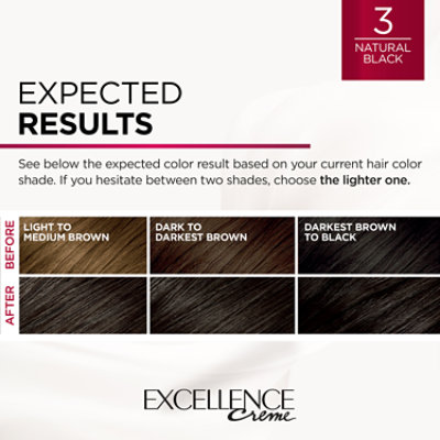 L'Oreal Paris Excellence Creme Permanent Triple Care Hair Color 3 Natural Black Kit - Each - Image 4