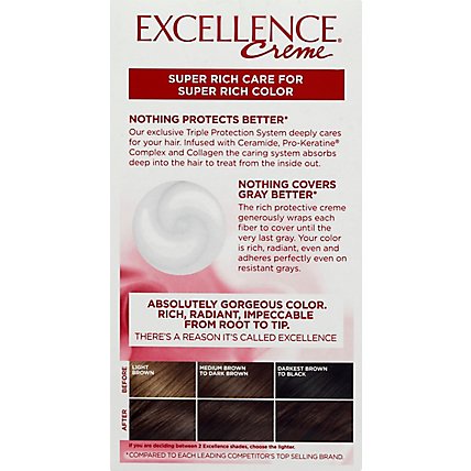 LOreal Paris Excellence Creme Permanent Triple Protection 4 Dark Brown Hair Color - Each - Image 3