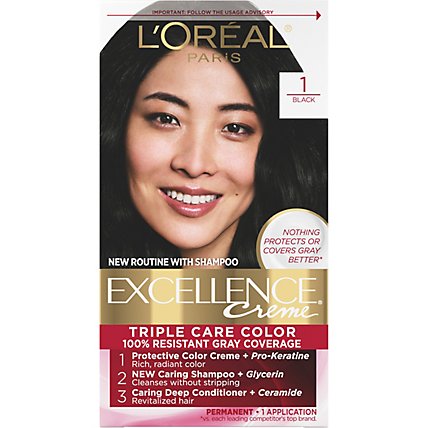 Excellence Creme Hair Color Triple Protection Color Natural Black 1 - Each - Image 2