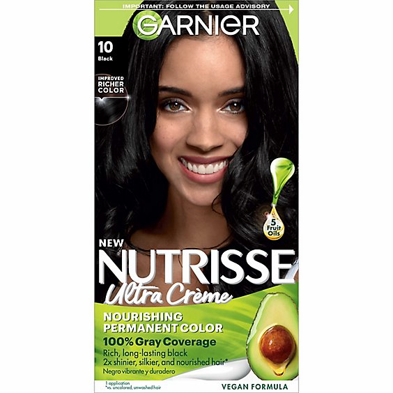 Garnier Nutrisse 10 Black Licorice Nourishing Hair Color Creme With Five Oils Kit - Each