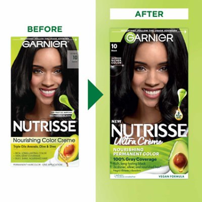 Garnier Nutrisse Nourishing Hair Color Creme with Five Oils 10 Black (Licorice) Kit - Each - Image 3