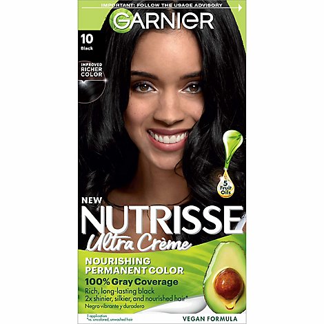 Garnier Nutrisse 10 Black Nourishing Hair Color Creme - Each