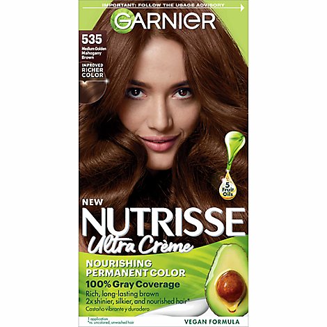 Garnier Nutrisse 535 Medium Gold Mahogany Brown Nourishing Hair Color Creme - Each