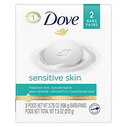 Dove Sensitive Skin Beauty Bar More Moisturizing Than Bar Soap - 2-3.75 Oz - Image 2
