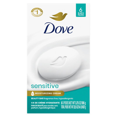 Dove Sensitive Skin Beauty Bar More Moisturizing Than Bar Soap - 6-3.75 Oz