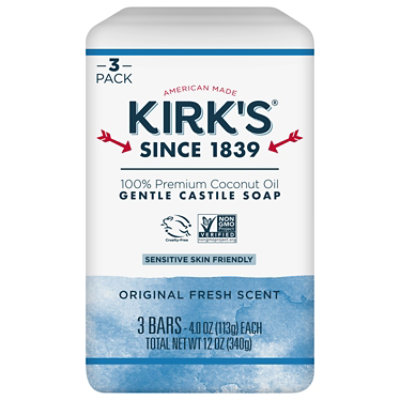 Kirks Orginal Coco Castile Bar Soap Pure Botanical Coconut Oil - 3-4 Oz - Image 3