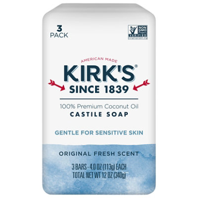 Kirks Orginal Coco Castile Bar Soap Pure Botanical Coconut Oil - 3-4 Oz