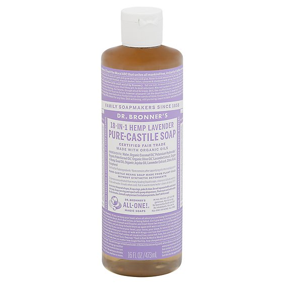 Dr. Bronners Soap Liquid Pure Castile 18 In 1 Hemp Lavender - 16 Fl. Oz.