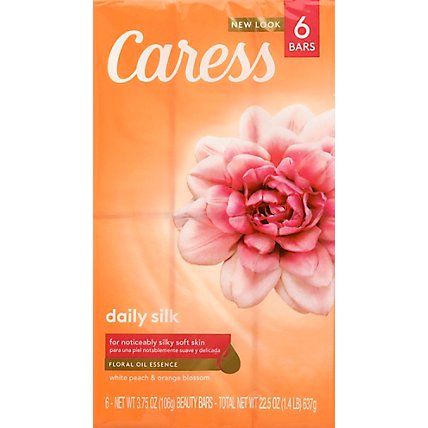 Caress Daily Silk Beauty Bar Silkening White Peach & Silky Orange Blossom - 6-4 Oz - Image 2