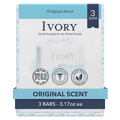Ivory Original Scent Gentle Bar Soap - 3-3.17 Oz