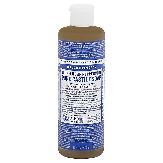 Dr. Bronners Liquid Soap Peppermint Castle - 16 Fl. Oz.