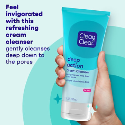 Clean & Clear Cream Cleanser Deep Action Oil Free - 6.5 Oz - Image 3