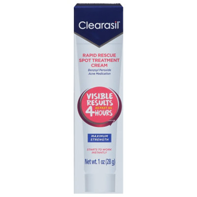  Clearasil Rapid Rescue Spot Treatment Cream with Benzoyl Peroxide Acne Medication - 1 Oz 