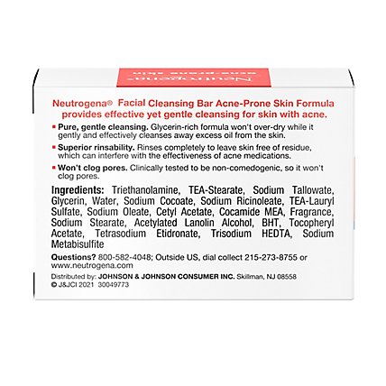 Neutrogena Acne Cleansing Bar Soap - 3.5 Oz - Image 4
