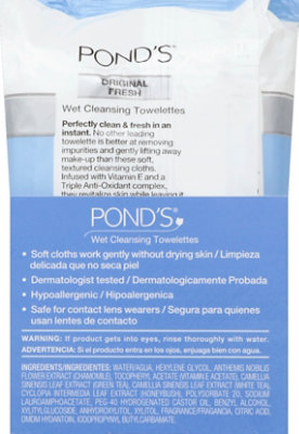 Ponds Towelettes Wet Cleansing Original Fresh - 30 Count - Image 3