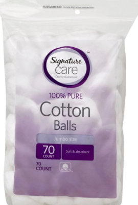 Signature Select/Care Cotton Balls 100% Pure Soft & Absorbent Jumbo Size - 70 Count - Image 2