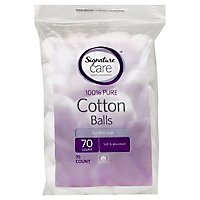 Signature Care Cotton Balls 100% Pure Soft & Absorbent Jumbo Size - 70 Count - Image 1