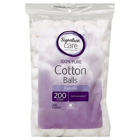 Signature Care Cotton Balls 100% Pure - 200 Count