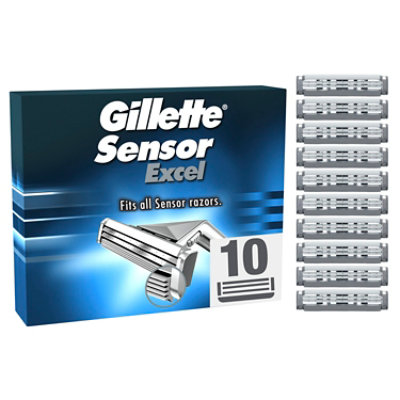 Gillette Sensor Mens Razor Blade Refills Excel - 10 Count - tomthumb