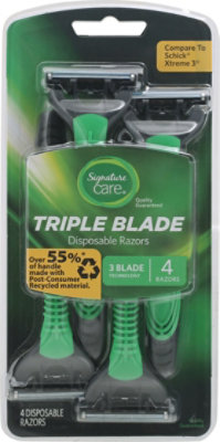 Signature Select/Care Razor Disposable Triple Blade - 4 Count - Image 2