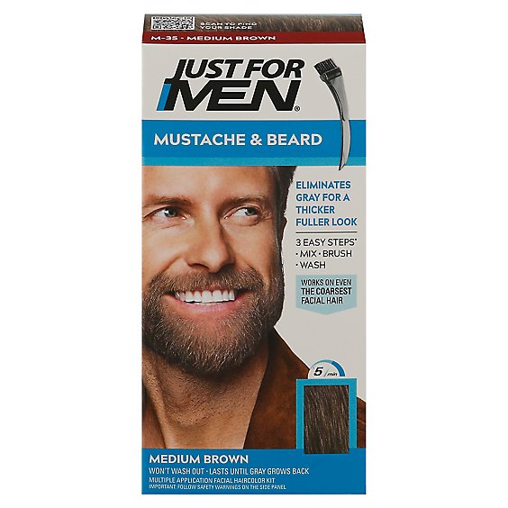 Just For Men Brush In Color Gel Mustache & Beard Medium Brown M-35 - Each