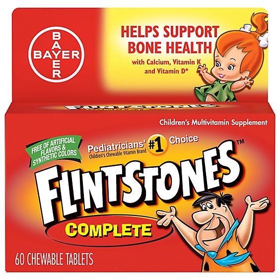 Flintstones Childrens Multivitamins Supplement Chewable Tablets Complete - 60 Count