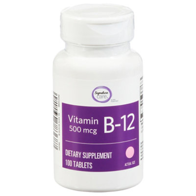 Signature Select/Care Vitamin B12 500mcg Dietary Supplement Tablet - 100 Count - Image 1