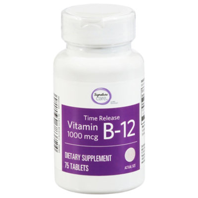 Signature Select/Care Vitamin B12 1000mcg Time Release Dietary Supplement Tablet - 75 Count - Image 1